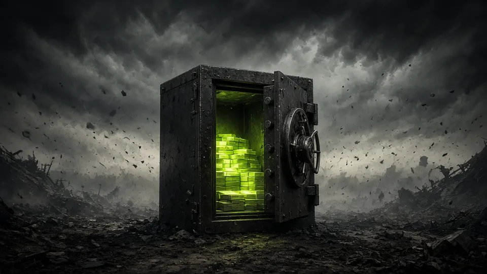 Intact safe full of cash in the middle of a storm wiping everything away